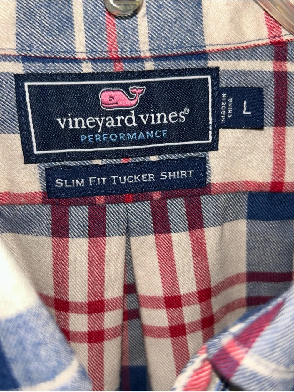 Vineyard Vines Navy, Red & White Plaid Button-Down Shirt